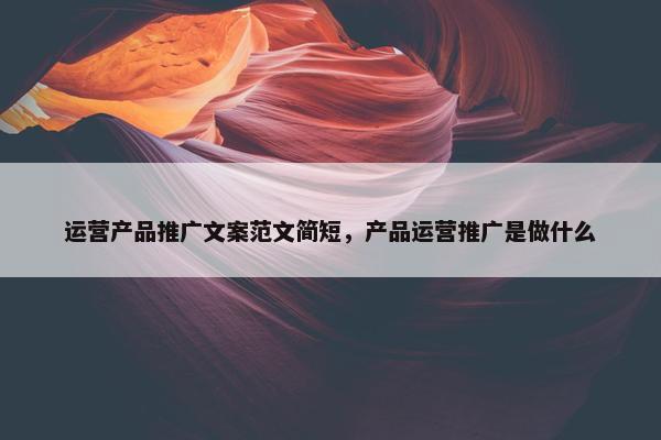 运营产品推广文案范文简短，产品运营推广是做什么