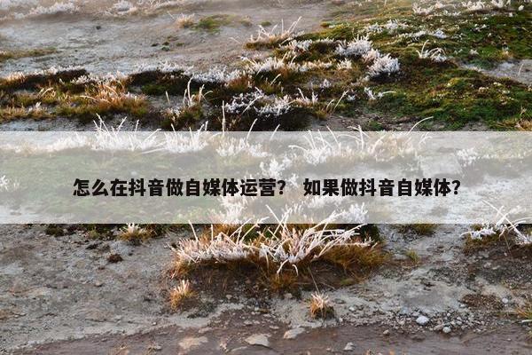 怎么在抖音做自媒体运营？ 如果做抖音自媒体？