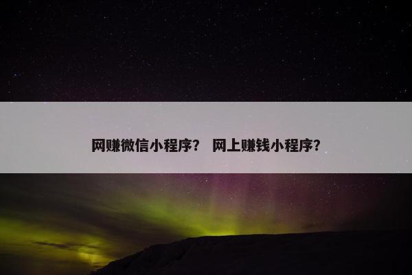网赚微信小程序？ 网上赚钱小程序？