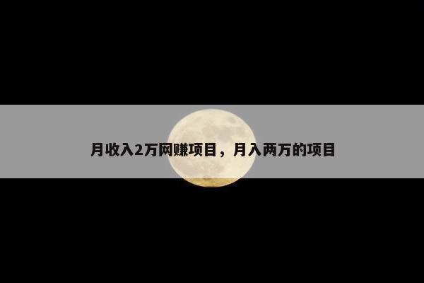 月收入2万网赚项目，月入两万的项目
