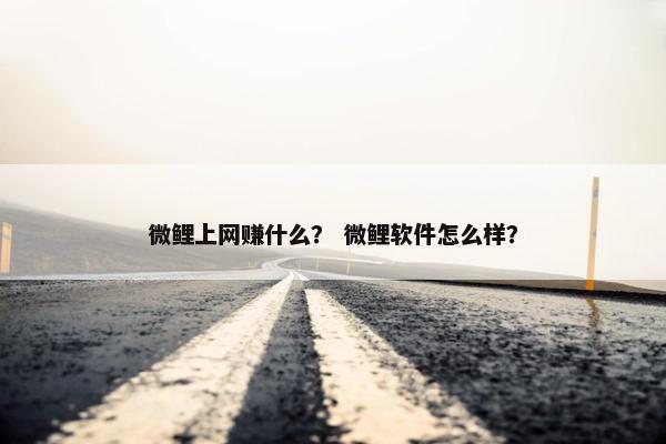 微鲤上网赚什么？ 微鲤软件怎么样？
