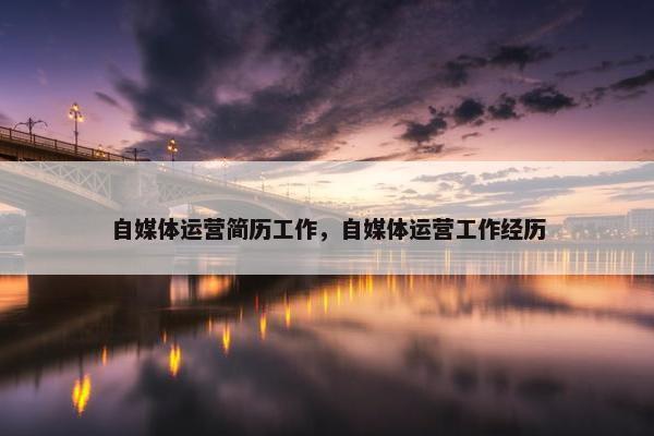 自媒体运营简历工作，自媒体运营工作经历