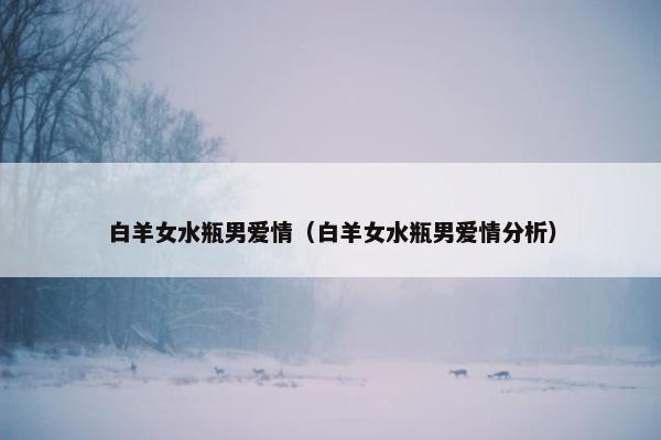 白羊女水瓶男爱情（白羊女水瓶男爱情分析）