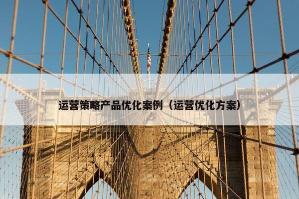 运营策略产品优化案例（运营优化方案）