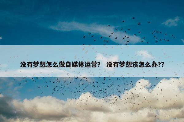 没有梦想怎么做自媒体运营？ 没有梦想该怎么办?？