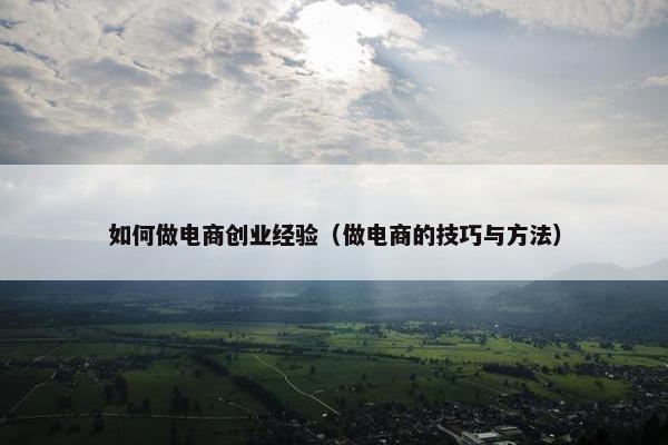 如何做电商创业经验（做电商的技巧与方法）