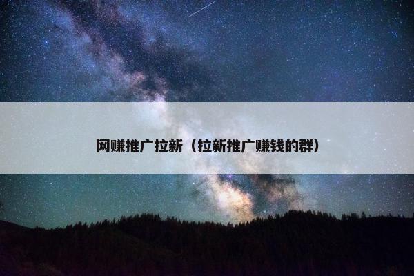 网赚推广拉新（拉新推广赚钱的群）