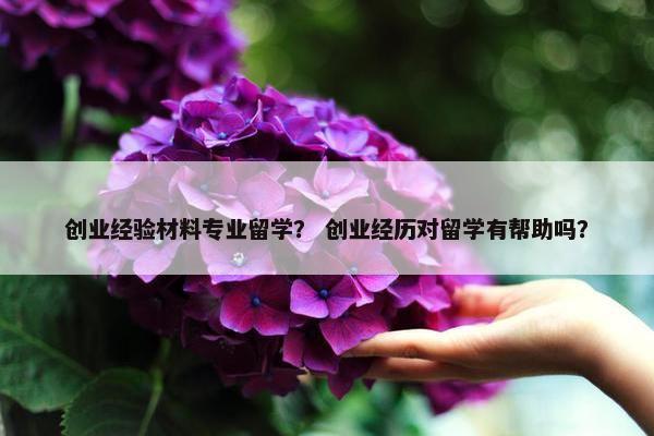 创业经验材料专业留学？ 创业经历对留学有帮助吗？