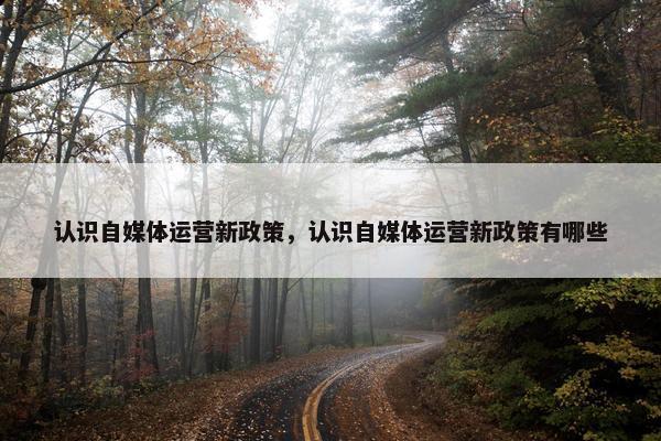 认识自媒体运营新政策，认识自媒体运营新政策有哪些