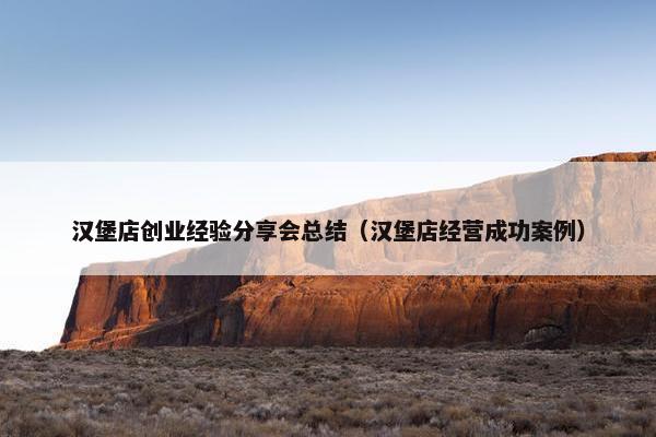 汉堡店创业经验分享会总结（汉堡店经营成功案例）