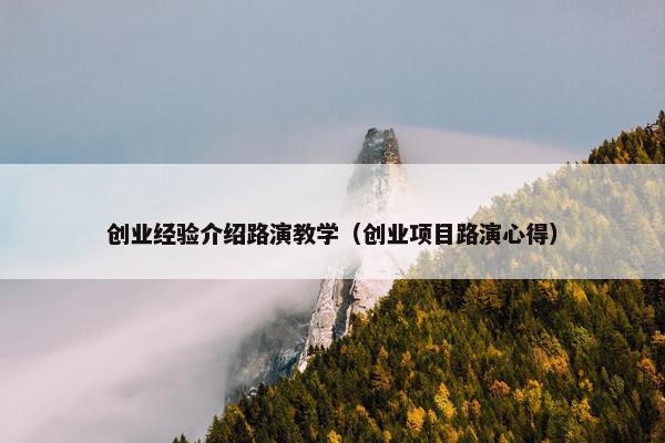 创业经验介绍路演教学（创业项目路演心得）