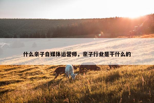 什么亲子自媒体运营师，亲子行业是干什么的