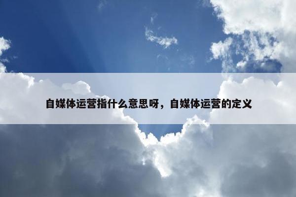 自媒体运营指什么意思呀，自媒体运营的定义