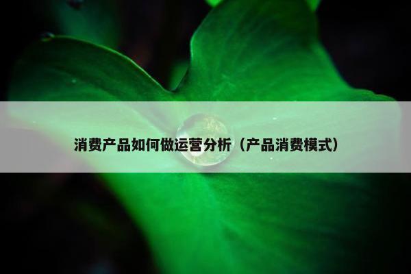 消费产品如何做运营分析（产品消费模式）