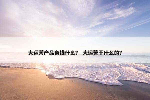 大运营产品条线什么？ 大运营干什么的？