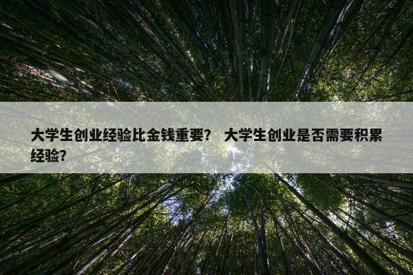 大学生创业经验比金钱重要？ 大学生创业是否需要积累经验？