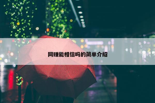网赚能相信吗的简单介绍