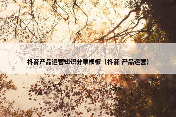 抖音产品运营知识分享模板（抖音 产品运营）