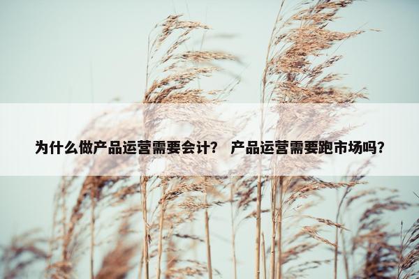 为什么做产品运营需要会计？ 产品运营需要跑市场吗？