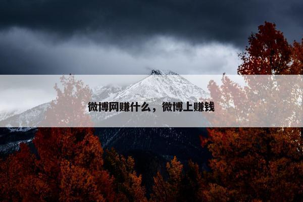 微博网赚什么，微博上赚钱