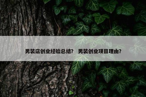 男装店创业经验总结？ 男装创业项目理由？