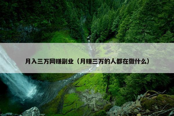月入三万网赚副业（月赚三万的人都在做什么）