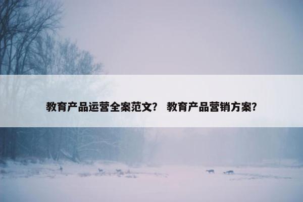 教育产品运营全案范文？ 教育产品营销方案？