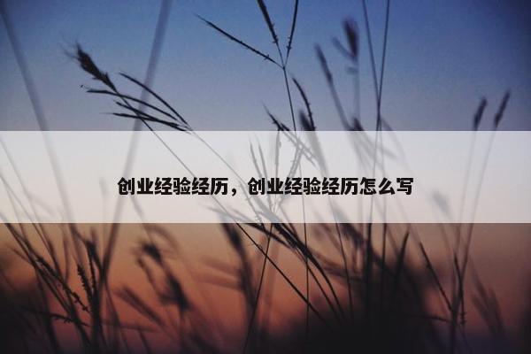 创业经验经历，创业经验经历怎么写