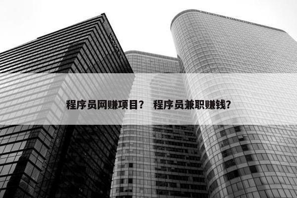 程序员网赚项目？ 程序员兼职赚钱？