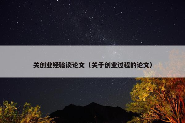 关创业经验谈论文（关于创业过程的论文）
