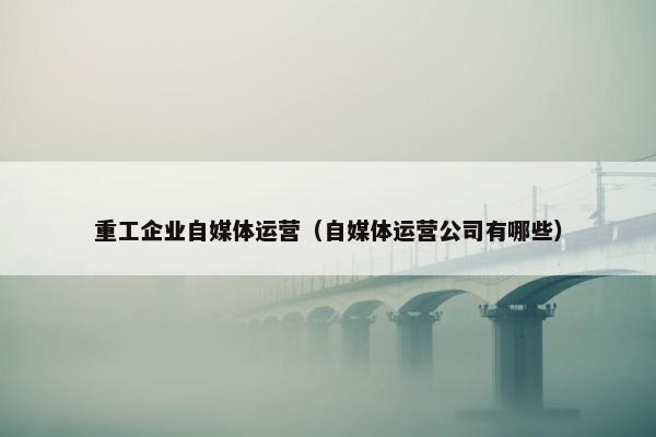 重工企业自媒体运营（自媒体运营公司有哪些）