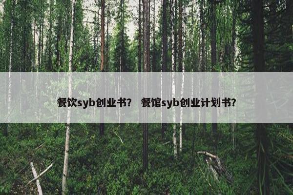 餐饮syb创业书？ 餐馆syb创业计划书？