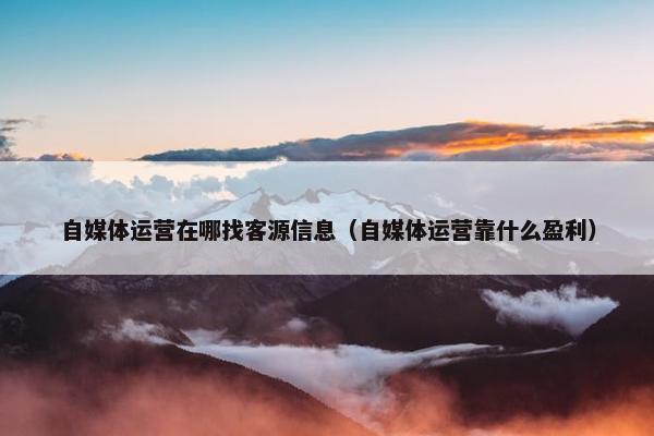 自媒体运营在哪找客源信息（自媒体运营靠什么盈利）
