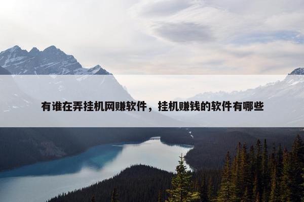 有谁在弄挂机网赚软件，挂机赚钱的软件有哪些