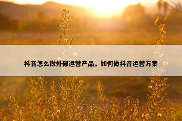 抖音怎么做外部运营产品，如何做抖音运营方案