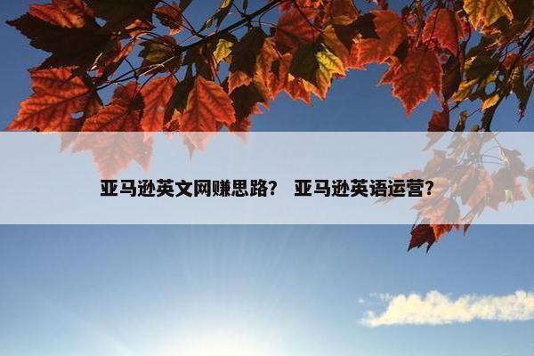 亚马逊英文网赚思路？ 亚马逊英语运营？