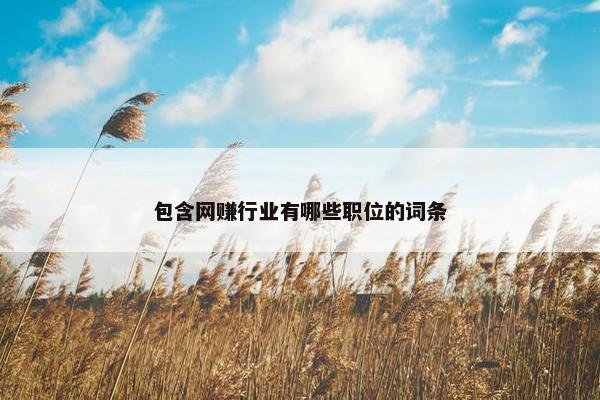 包含网赚行业有哪些职位的词条