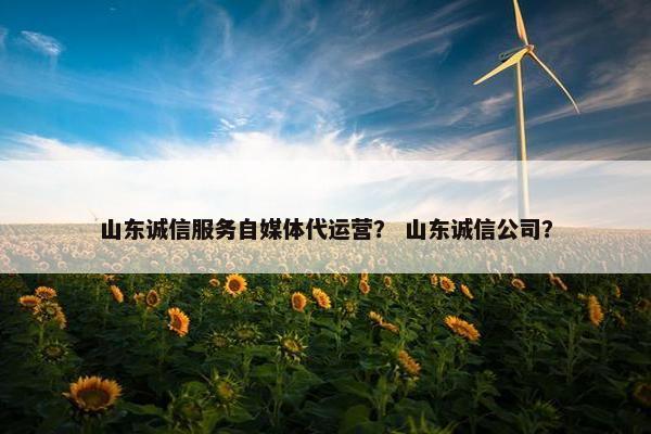 山东诚信服务自媒体代运营？ 山东诚信公司？