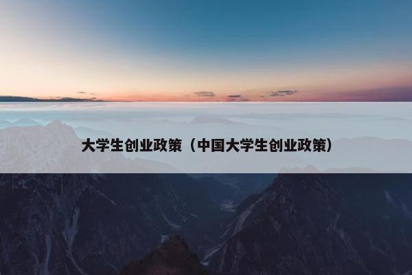 大学生创业政策（中国大学生创业政策）