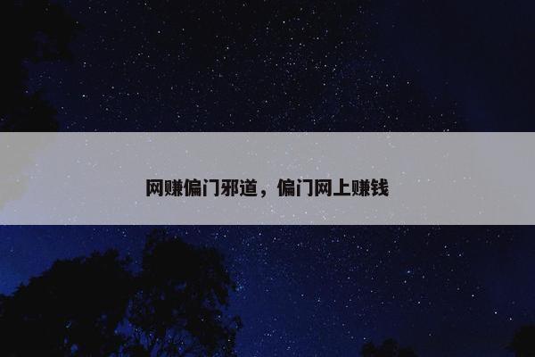 网赚偏门邪道，偏门网上赚钱
