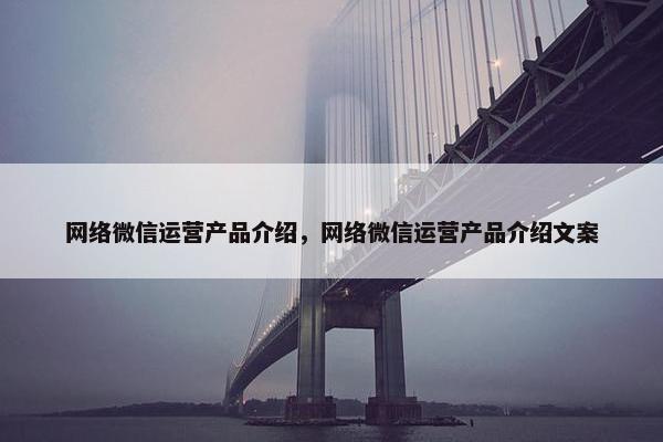 网络微信运营产品介绍，网络微信运营产品介绍文案