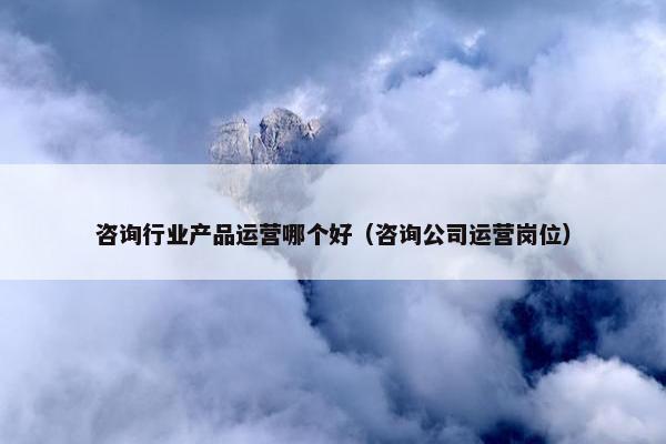 咨询行业产品运营哪个好（咨询公司运营岗位）