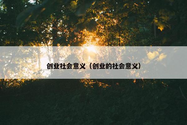 创业社会意义（创业的社会意义）