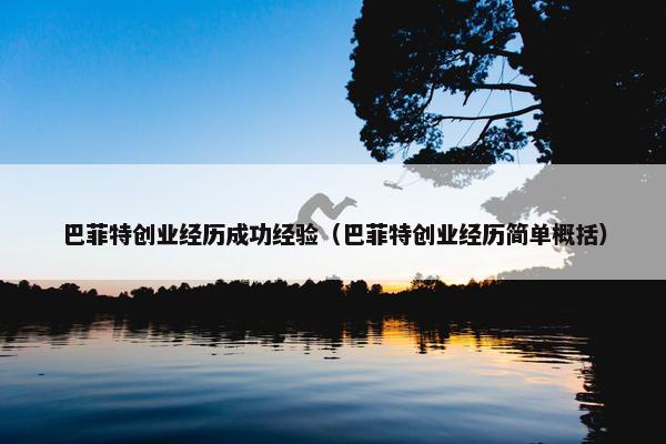 巴菲特创业经历成功经验（巴菲特创业经历简单概括）