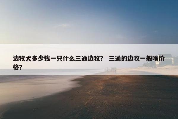 边牧犬多少钱一只什么三通边牧？ 三通的边牧一般啥价格？