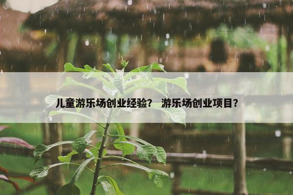 儿童游乐场创业经验？ 游乐场创业项目？