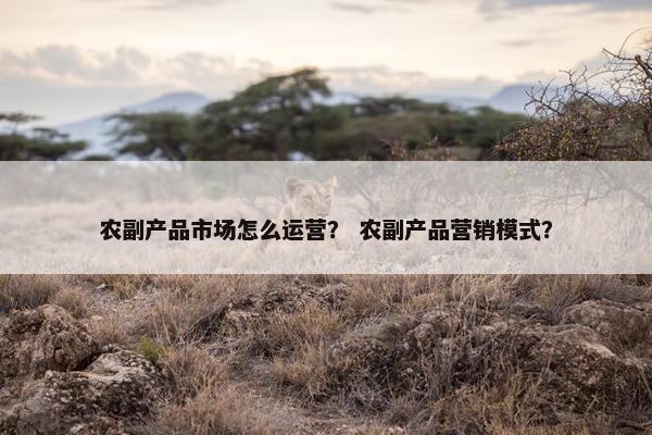 农副产品市场怎么运营？ 农副产品营销模式？