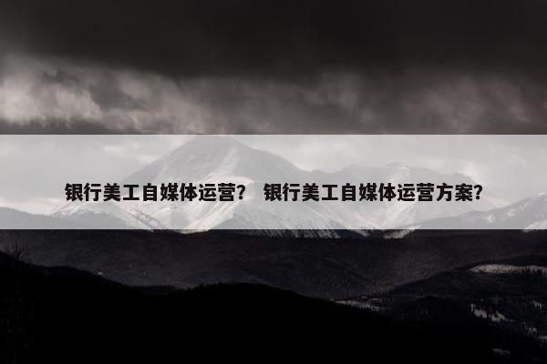 银行美工自媒体运营？ 银行美工自媒体运营方案？