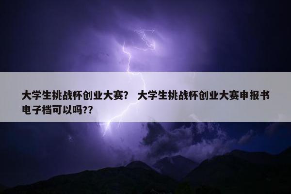 大学生挑战杯创业大赛？ 大学生挑战杯创业大赛申报书电子档可以吗?？