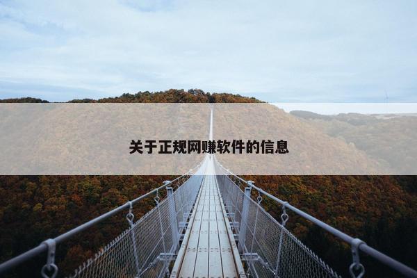 关于正规网赚软件的信息